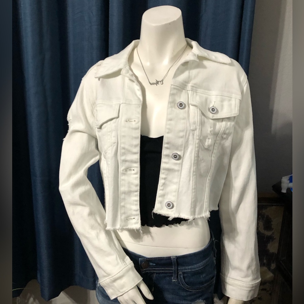 Hollister Women's White Denim Jacket size XS
